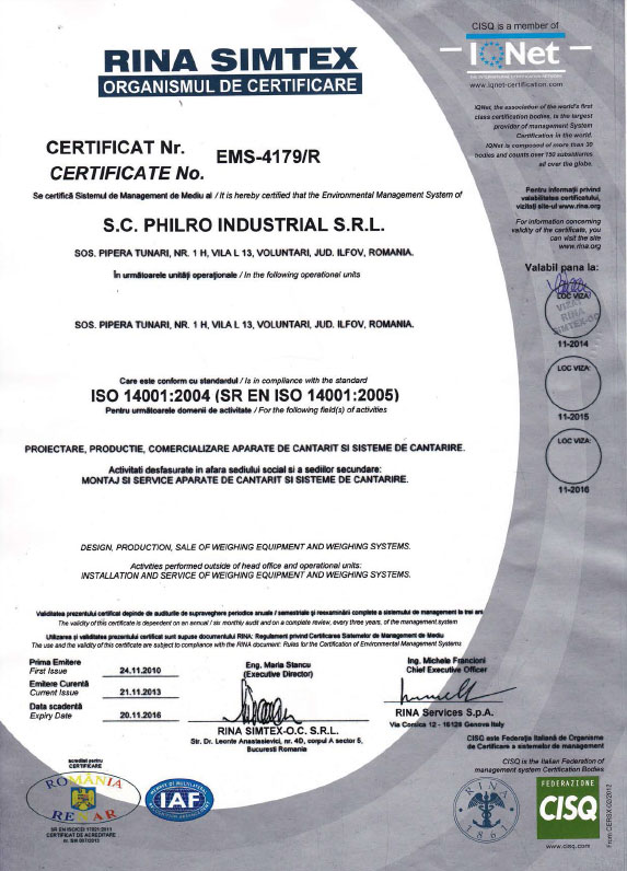 Certificare ISO14001:2005