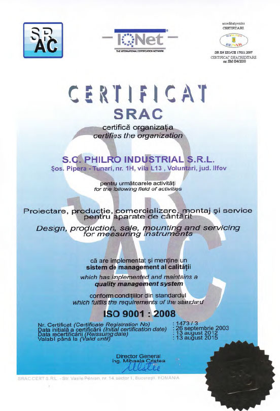 Certificare ISO9001:2008